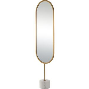 Miroir sur pied élégant de grande taille avec base en marbre et cadre doré, miroir moderne pour chambre à coucher, couloir ou salon - Product Image 1