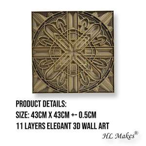 งานฝีมือไม้ ศิลปะตกแต่งผนัง 3 มิติ สำหรับบ้านและสำนักงาน งานศิลปะแขวนผนัง สไตล์อาร์ตเดโค ลายเรขาคณิตศักดิ์สิทธิ์ แผ่นผนังสำหรับฉลองครบรอบ - Product Image 2