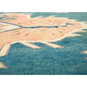 Tapis en laine noué à la main Nuray bleu, motif géométrique, rectangulaire, pour couloir, salon, modèle Pae-922 - Product Image 3