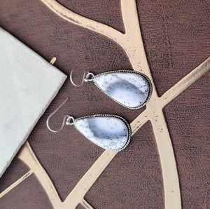 925เงินแท้ Dendrite อัญมณีต่างหูทำด้วยมือเงินสไตล์ Boho เครื่องประดับสำหรับผู้หญิงของขวัญแต่งงาน - Product Image 2