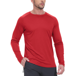 <b>Men's</b> <b>Red</b> <b>Long</b> <b>Sleeve</b> T-<b>Shirt</b> 100% Polyester Knitted Quick Dry Slim Fit O-Neck Casual Trackstar OEM Private Label TSI-G05-P0003 - Product Image 1