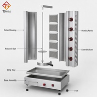 Machine à shawarma au gaz commerciale à 5 brûleurs, en acier inoxydable, rôtissoire à kebab, gril vertical automatique