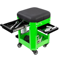 Werkstatt-Rollhocker mit 2 Schubladen, 360° drehbar °   Drehbarer Mechaniker-Rollhocker, Schwerlast-Garagenstuhl 280lbs Tragkraft GAPGAR027
