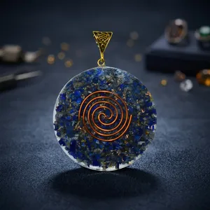 Collier pendentif en orgone de lapis-lazuli naturel |   Pendentif énergétique de guérison en cristal sculpté à la main, respectueux de l'environnement |   Pierres précieuses en gros - Product Image 2