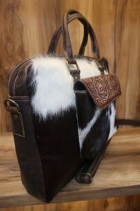 Vente chaude cheveux usinés à la main sur cuir bordure florale occidentale sac en cuir de qualité supérieure cadeau de mode en gros - Product Image 2