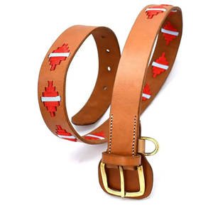 Customizable Equestrian Equine Polo Leather <b>Belt</b> <b>Men</b> Pin <b>Buckle</b> Top Grain Leather Embroidery Sport <b>Belt</b> Horse Riding Supplies - Product Image 2