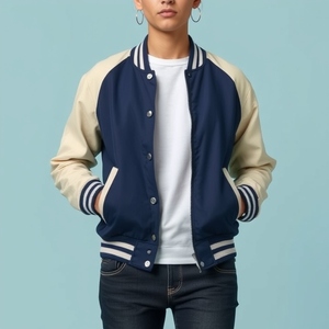 Chaqueta universitaria con parche de chenilla bordado personalizado Mangas de cuero genuino Cuerpo Forro de lana de poliéster interior cálido Todos los tamaños - Product Image 4