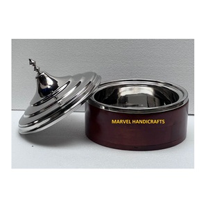 Teak Wood Serving Casserole with Stainless Steel Lid Hotpot Food Warmer | Handcrafted Dinnerware <b>Cookware</b> Set for Home Hotel - Product Image 2