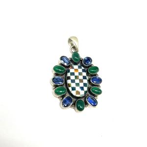 Pendentif Checker Pendentif en argent sterling 925 Pendentif de mode Pendentif de mariage Pendentif Bohême Argent 925 - Product Image 1