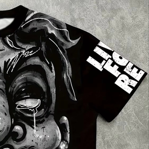 เสื้อผ้าสตรีทแวร์สไตล์วินเทจทรงหลวมแบบลำลองถักทอพิมพ์ลายแบบเต็มตัวด้วยเทคนิคการพิมพ์แบบรีดร้อนผ้าฝ้ายแท้ 100% - Product Image 4