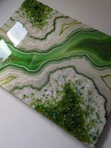 Joli plateau de service époxy en résine personnalisable design rectangulaire pour la maison restaurant hôtel plateau en résine - Product Image 4