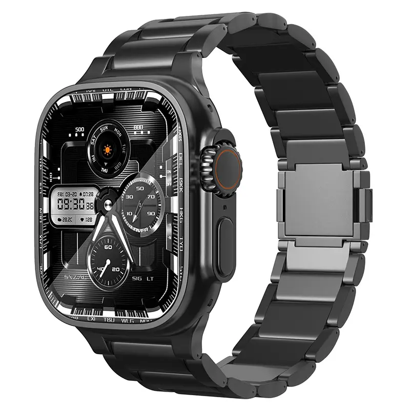 Apple Watch Series Ultra2 Band 49mmTA1ピュアチタンウォッチバンド用のオリジナルの3ビーズコネクタメンズ磁気クラスプブレスレット