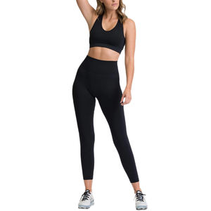 Conjunto de Yoga sin costuras de secado rápido para mujer, Reversible Sujetador deportivo, mallas, camisetas deportivas transpirables, pantalones, patrón sólido XS - Product Image 1