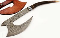 El yapımı şam çelik Tomahawk SK balta Stag boynuz ahşap saplı açık kamp aracı ile el dövme kapak