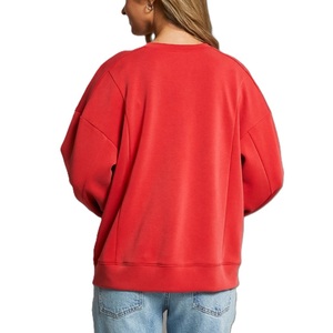 Surdimensionné 100% coton femmes polaire respirant sweat haute qualité Streetwear décontracté manches longues doublure col rond hiver fait - Product Image 2
