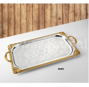 Bandeja para servir alimentos de forma Rectangular de acero inoxidable dorado con asa, bandeja decorativa para el hogar, cocina, comedor, decoración - Product Image 2