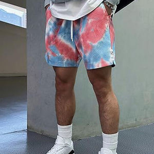 100% algodón hecho de peso pesado transpirable de secado rápido Tie Dye & Printed Factory Manufactured Men Tie Dye Shorts para la venta - Product Image 5