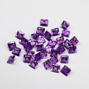 Piedra suelta de amatista púrpura Natural, corte Asscher cuadrado de 4mm para hacer joyas, corte cuadrado de Pan de Azúcar, piedra púrpura Natural - Product Image 3