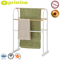 Porte-serviettes autoportant en acier noir à 4 barres, design moderne, chauffant et mobile, pour serviettes de bain, usage hôtelier et domestique, rangement