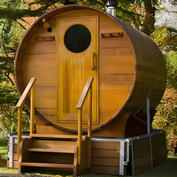 Sauna Tong Tradisional Luar Ruangan Sauna Uap Tradisional Ruang Sauna Kayu Cedar Merah Luar Ruangan 3-4 Orang Sauna Tong Luar Ruangan