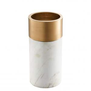 Unique Design Set of 3 <b>White</b> Marble and Brass <b>Pillar</b> <b>Candle</b> Holder <b>Candle</b> for Home & Wedding Decor <b>Candle</b> <b>Pillar</b> - Product Image 3