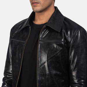 Vestes en cuir pour hommes les plus vendues en 2025, veste bomber en simili cuir pour hommes, col à revers, fermeture éclair asymétrique, coupe ajustée, veste de motard - Product Image 6