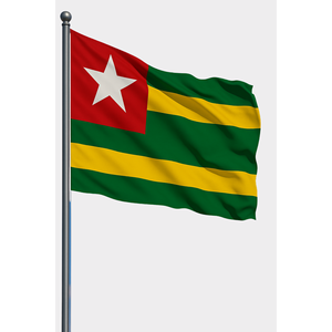 Digital Silk Togo 3x5ft <b>Flag</b> on Aluminum <b>Pole</b>-Outdoor - Product Image 1