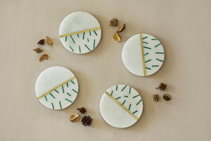 Juego de 2 posavasos de mármol de color atractivo de alta calidad con caja de posavasos de mármol posavasos naturales redondos - Product Image 3