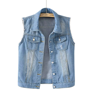 Customized New Design Fashion Sleeveless Jacket Unisex <b>Men</b> Women <b>Denim</b> Cowboy <b>Vest</b> Ladies Hooded <b>Denim</b> <b>Vest</b> - Product Image 3
