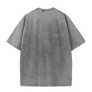 T-shirt 100% coton personnalisé pour hommes de haute qualité en détresse style vintage personnalisé délavé à l'acide surdimensionné logo chemise décontractée - Product Image 2