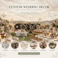 Plan personnalisé pour la décoration de table de mariage en plein air, fleurs artificielles, fournitures de décoration de mariage en gros
