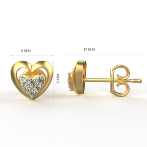 Avarta Certified 18K Gold Heart <b>Stud</b> <b>Earrings</b> with Diamonds <b>Fine</b> Jewelry - Product Image 3