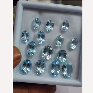 Lote de 14 Piezas de Aguamarina Natural de 8mm a 13mm, Corte Ovalado Facetado, 29.55 Quilates, Iroc Sales, Gemas Sueltas de Alta Calidad, US$237 - Product Image 1