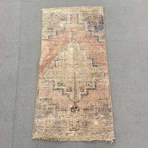 1.5x3 ft Turkish Rug, Vintage Rug, <b>Brown</b> Ikat <b>Wool</b> Rug - Product Image 1