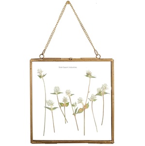 Wholesaler Glass and Brass Wall Hanging Photo <strong>Frame</strong> Double Glass <strong>Floating</strong> Flower Pressed Picture Glass <strong>Frame</strong> - Product Image 3