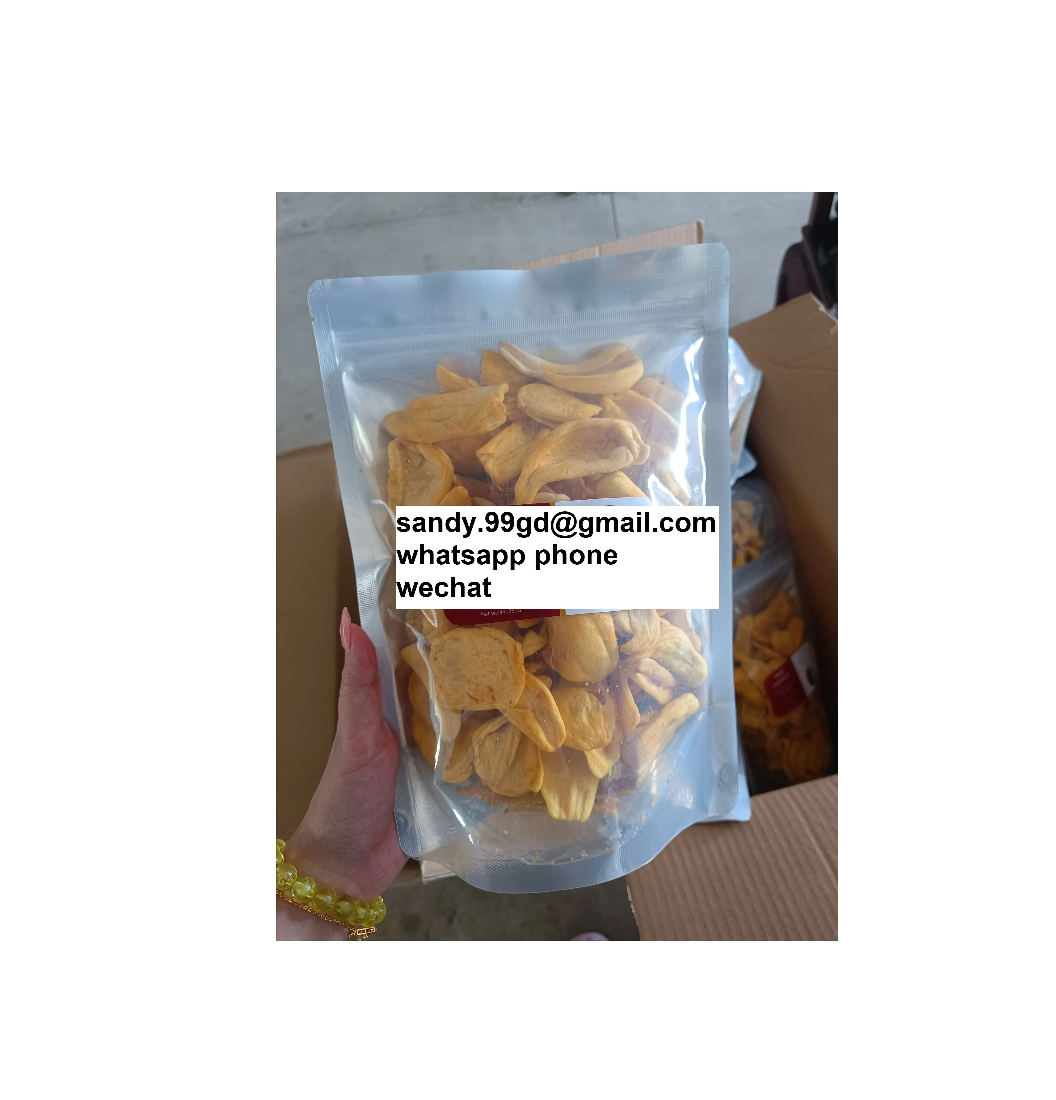 Vietnam wholesale 250gram Custom shaped standing zipper moisture-proof jackfruit dried fruit whatsapp 0084587176063 Sandy