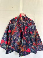 Veste courte en velours de coton Robe Kimono à imprimé floral avec ceinture Robe d'hiver Tenue parfaite pour l'hiver