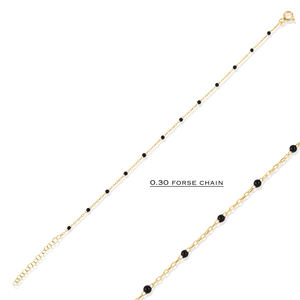 Pulsera de Cadena con Diseño de Esmalte Negro, Chapada en Rodio y Oro, Joyería Turca Hecha a Mano en Plata de Ley 925 - Product Image 6