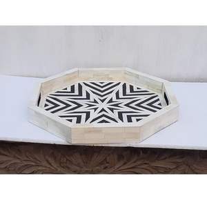 Luxury Magnesia Crafts Serving Tray Bone Inlay with Agate Stone Accents - Product Image 3