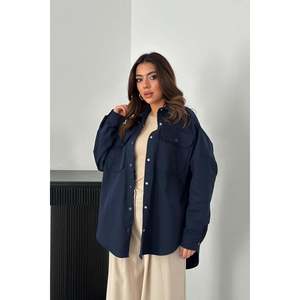 Camisa de Gabardina Azul Marino - Azul Marino - Product Image 1