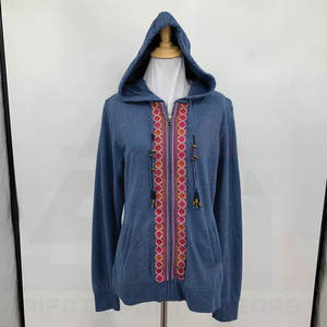 Sudadera con Capucha Premium Casual para Mujer, con Bordado 3D, Cierre Completo, Patrón Geométrico, Cordones con Borlas, Corte Holgado, Colorida - Product Image 4