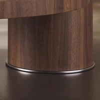 Nouvelle table basse en pierre de grotte, style moderne, meubles de salon, placage en noyer, bois massif, ronde, rotative, extensible