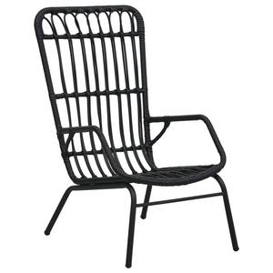 Sleek Black Rattan Lounge <b>Chair</b> for Modern Living Room or Outdoor <b>Relaxation</b> Space - Product Image 1