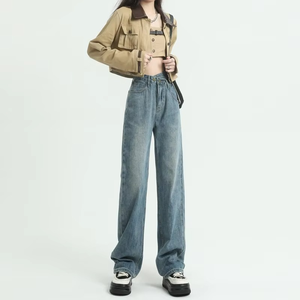 La mejor venta de pantalones vaqueros anchos suaves para mujer, pantalones largos de cintura alta, Pantalones anchos al por mayor, ropa informal, pantalones Cargo para mujer - Product Image 6