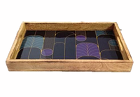 Plateau de service moderne de luxe en bois et aluminium, écologique, sans BPA, personnalisable, pour la maison, l'hôtel, le Ramadan, les mariages, Diwali