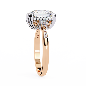 Anillo de Compromiso con Diamante Cultivado en Laboratorio de Corte Radiante de 3.00 Quilates, Certificado IGI, Oro y Platino, Solitario con Piedras Laterales - Product Image 5