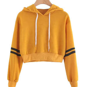 Custom Solid Color Cotton Fleece Long Sleeve Crop <b>Top</b> Hoodie Round Collar Crop Short Women's Hoodies 2025 - Product Image 1