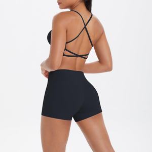 Nouveauté, ensemble de yoga pour femmes, haute qualité, sans manche, ensemble 2 pièces avec fermeture élastique, motif solide, logo personnalisé sur le devant - Product Image 5