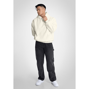 Sudadera con Capucha Extra Grande de Estilo Hip-Hop en Color Blanco Hueso, con Apliques de Pedrería y Estampado, en Felpa Francesa, Talla XL - Product Image 2