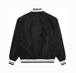 Chaqueta Bomber blanca y negra, ropa de calle ligera abotonada con cuello a rayas, puños y dobladillo, forro interior suave, ropa de abrigo informal - Product Image 6